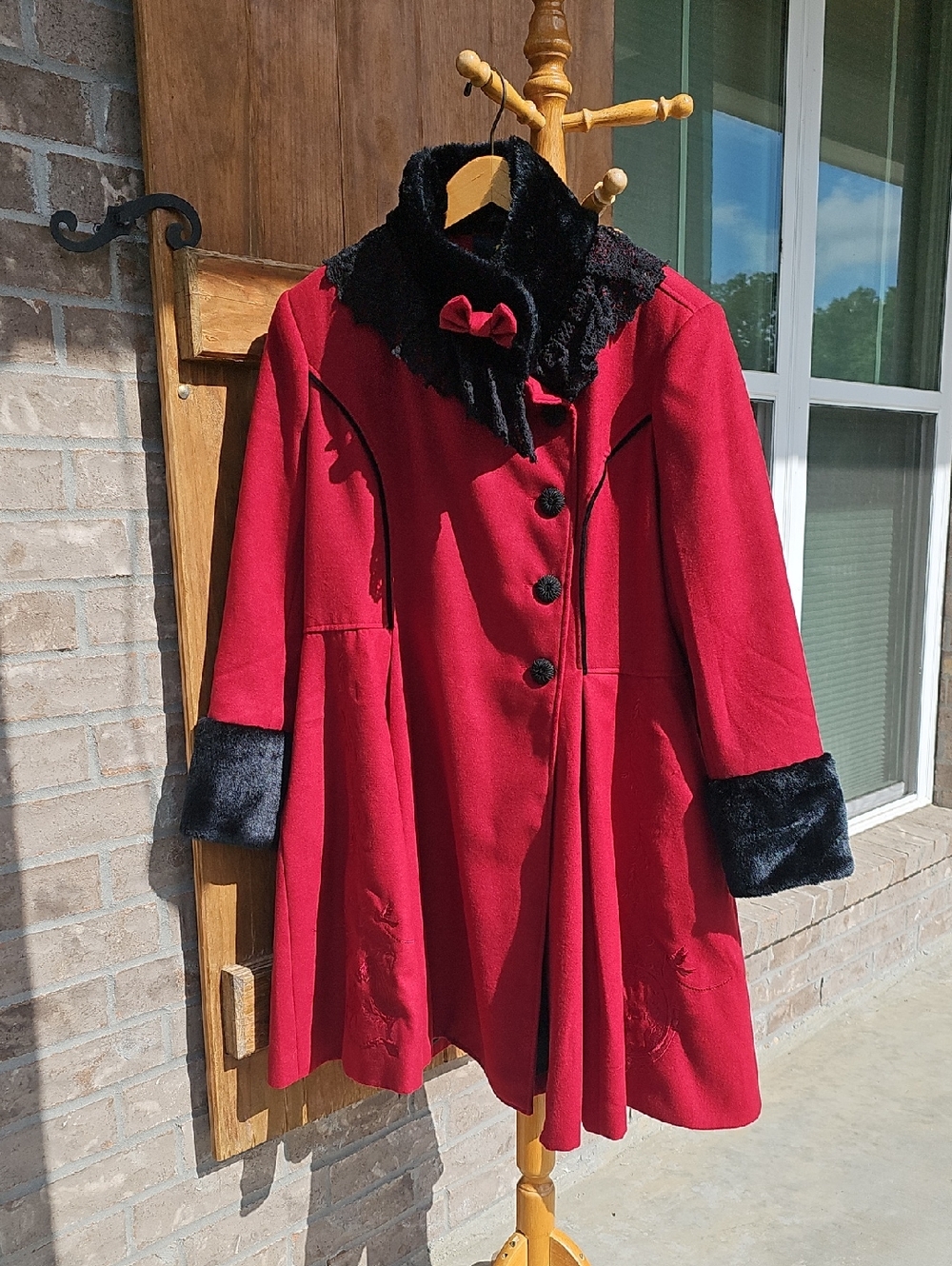Hell Bunny Red & Black Overcoat